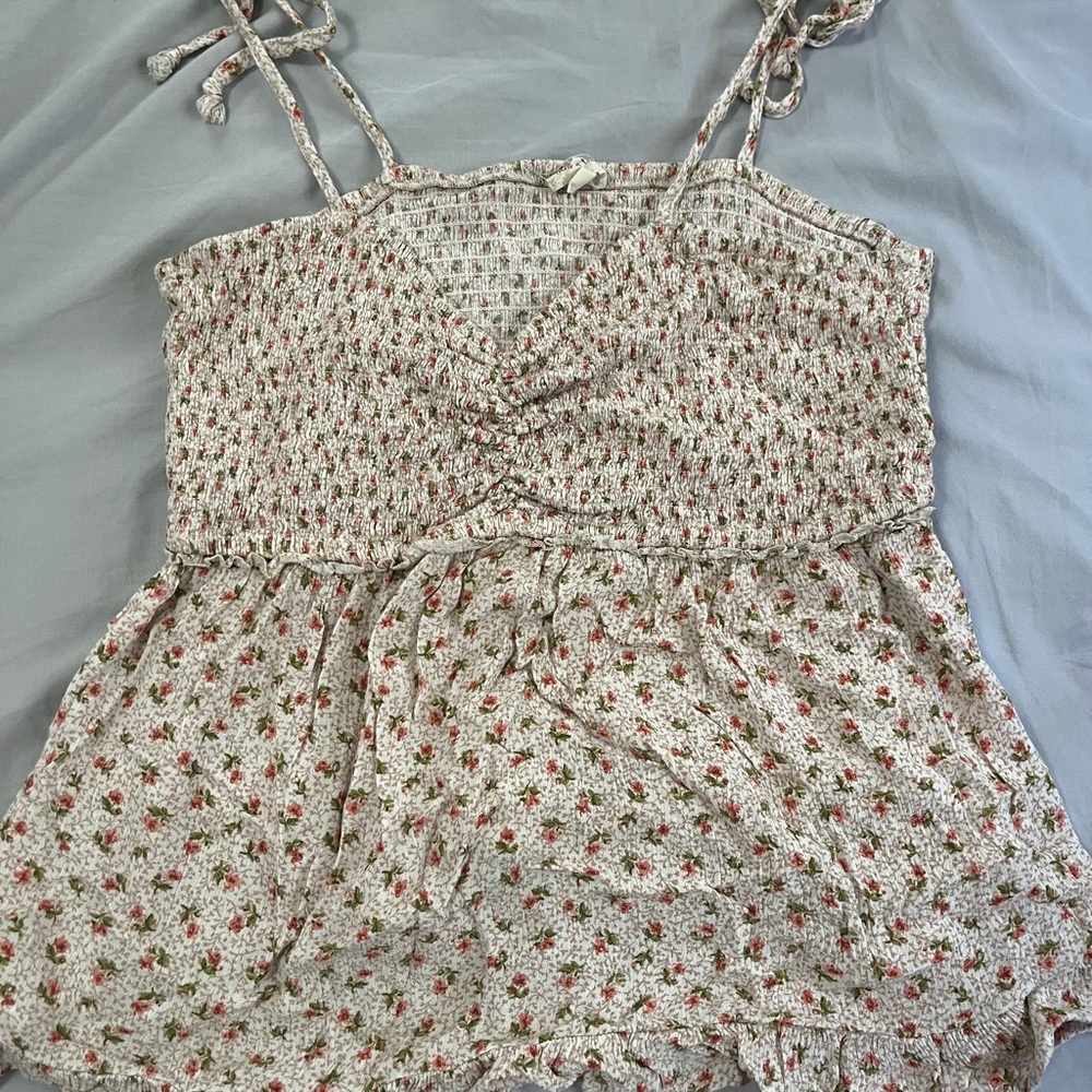 Floral Smocked Tie-Strap tank